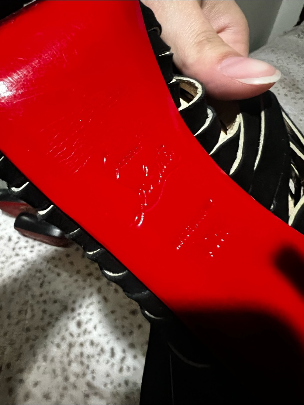 Christian Louboutin Black Fringe Peep-Toe Heels - Picture 4 of 5
